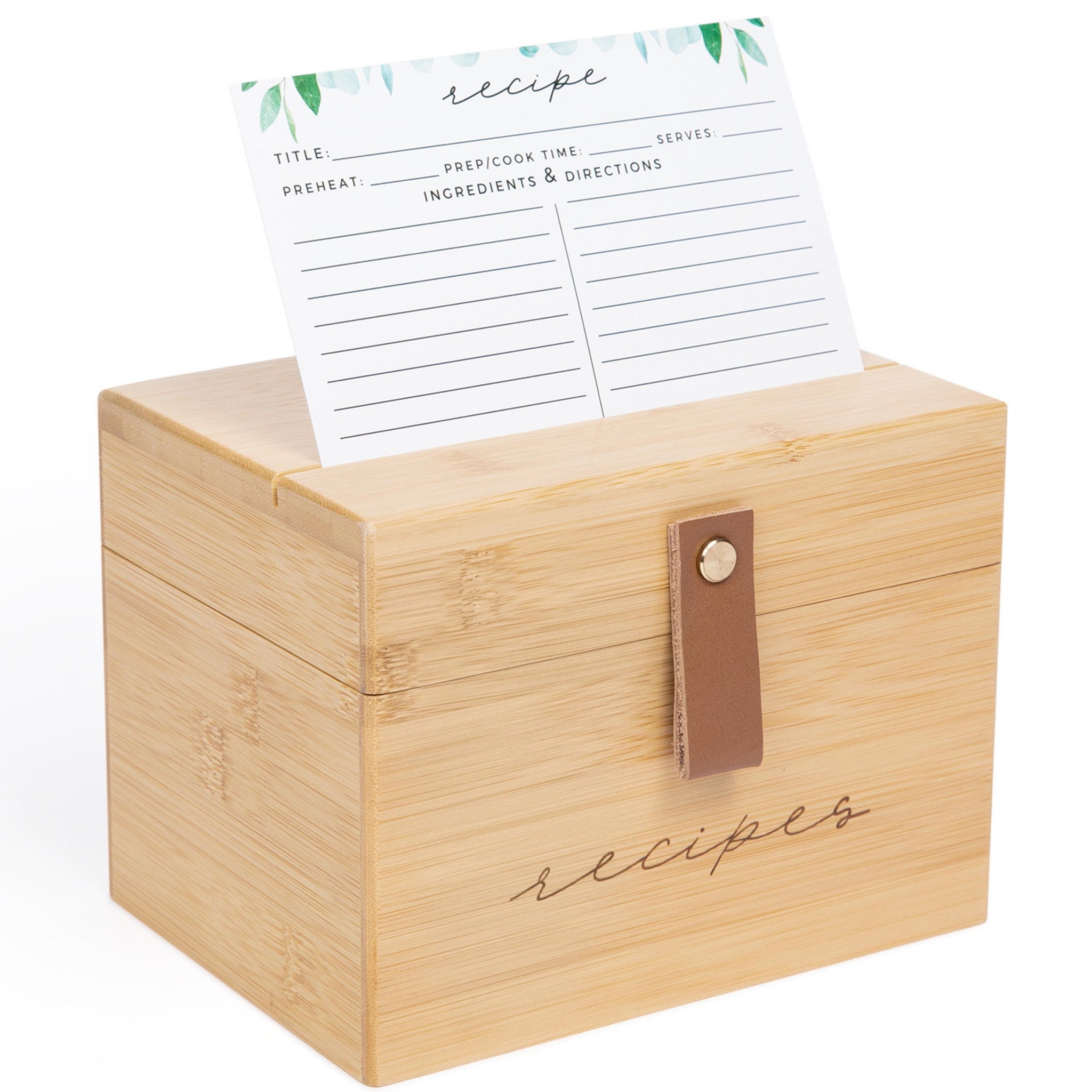 Modern & Minimalist Recipe Box with Cards & Dividers