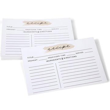 Cream Modern & Minimalist Recipe Cards (4x6 Recipe Cards 50 Pack)