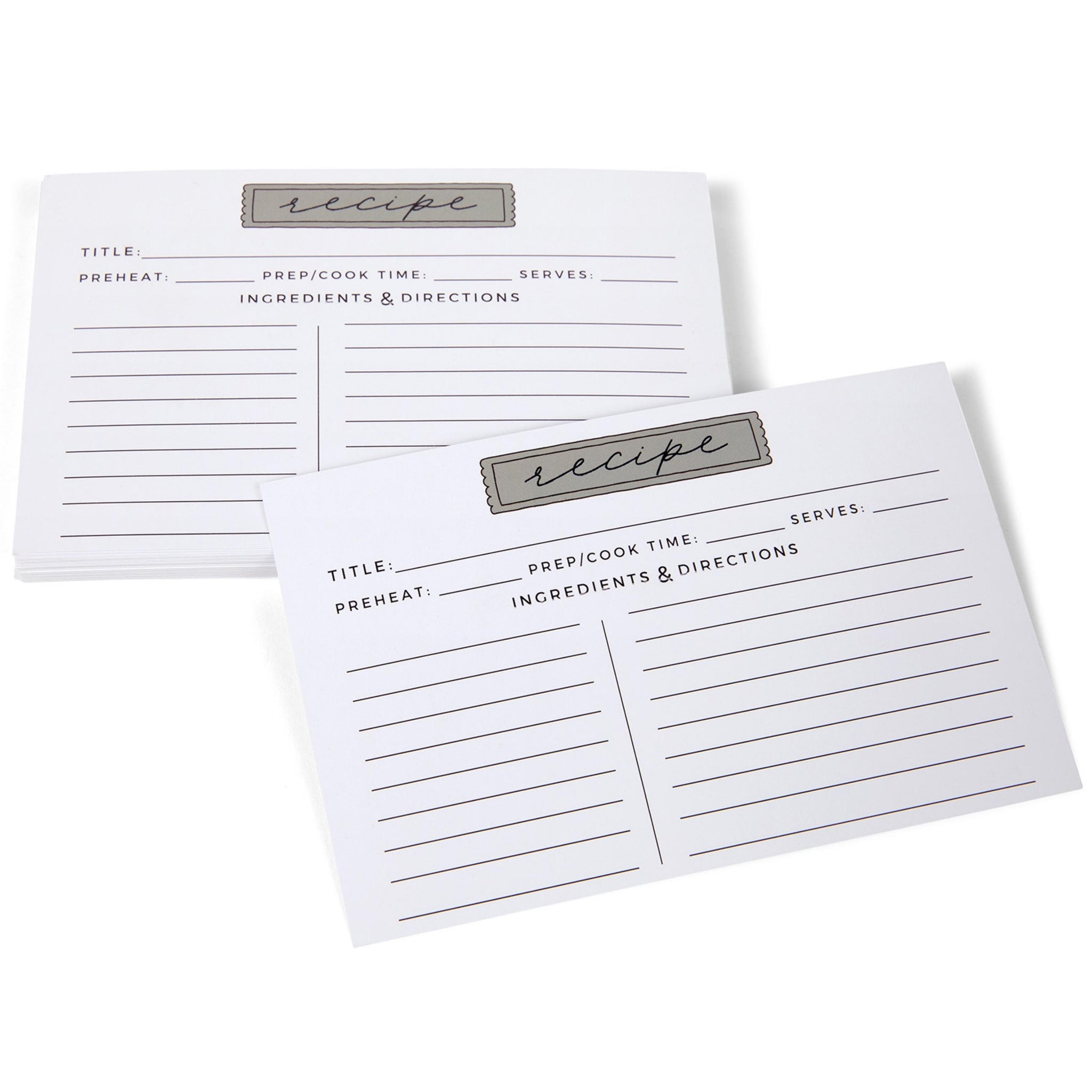 Sage Modern & Minimalist Recipe Cards (4x6 Recipe Cards 50 Pack)